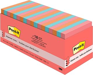 Post-it Pop-up Notes, 18 Sticky Note Pads, 3 x 3 in., School Supplies, Office Products, Accordion Sticky Notes Work with Pop-Up Note Dispenser, Poptimistic Collection (Pack of 8)