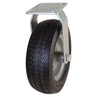 Industries 00301 10" Rigid Caster with Flat Free Tire by Marathon – 10 inch, 300.0 pounds, Stainless Steel, brushed_steel