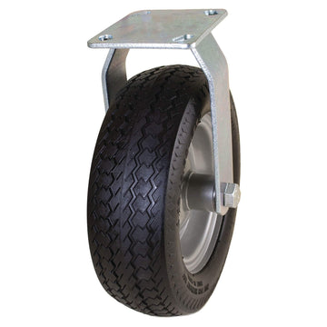 Industries 00301 10" Rigid Caster with Flat Free Tire by Marathon – 10 inch, 300.0 pounds, Stainless Steel, brushed_steel
