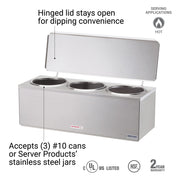 Products 3-Space Heated Cone Dip Warmer Dipper Well for Ice Cream Cone with Hinged Lid by Server – 2.8 liters, Stainless Steel, Model 92040