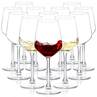 Shyrc Wine Glasses, 12oz Clear with Long Stem, Set of 12