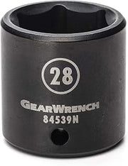 GEARWRENCH 1/2" Drive 6 Pt. Standard Impact Socket, 28mm - 84539N