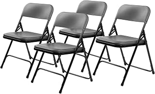 National Public Seating Plastic Portable Folding Chairs 800 Series Premium Lightweight Foldable Chairs for Indoor & Outdoor, Set of 4 – Comfortable, Durable, Institutional-Grade, Charcoal