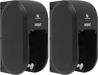 Compact 2-Roll Vertical Coreless High-Capacity Toilet Paper Dispenser by GP PRO (Georgia-Pacific), Black, 56790A, 1 Dispenser (Pack of 2)