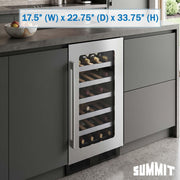 Summit 18” Built-In Wine Cellar by Summit Appliance – 18", 2.9 cubic_feet, wood, Stainless Steel, Model CL18WC