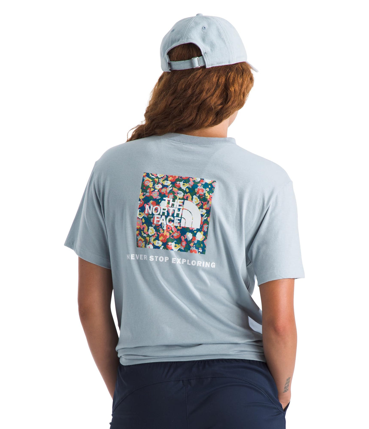 Women's Wildflower Short-Sleeve Tee by The North Face – Cotton, Frost Grey, Model NF0A8GP8