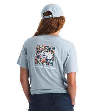 Women's Wildflower Short-Sleeve Tee by The North Face – Cotton, Frost Grey, Model NF0A8GP8