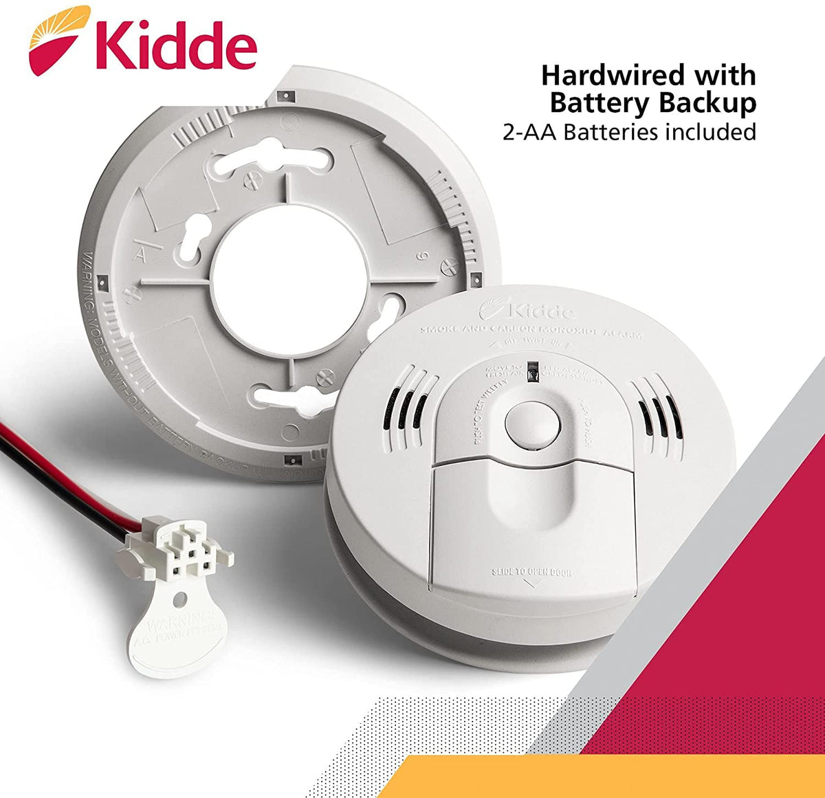 Hardwired Smoke & Carbon Monoxide Detector by Kidde – 4 Pack, Plastic, White, Pack of 4, Model 900-0114A