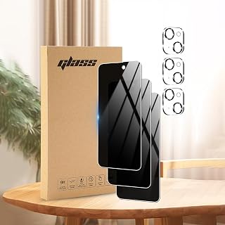 3Pack Privacy Screen Protector for iPhone 13+3Pack Camera Lens Protector,Sensor Protection,Anti Spy Tempered Glass,Dynamic Island Compatible