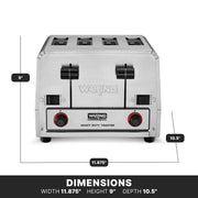 4-Slot Toaster with 380 Slices an Hour & 240V by Waring – Stainless Steel, Silver, Model WCT855