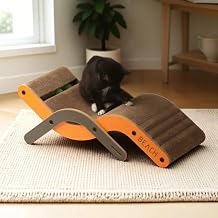 New Age Pet Purr and Play Small Cat Lounge Scratcher – Compact Scratching Lounger for Cats & Kittens