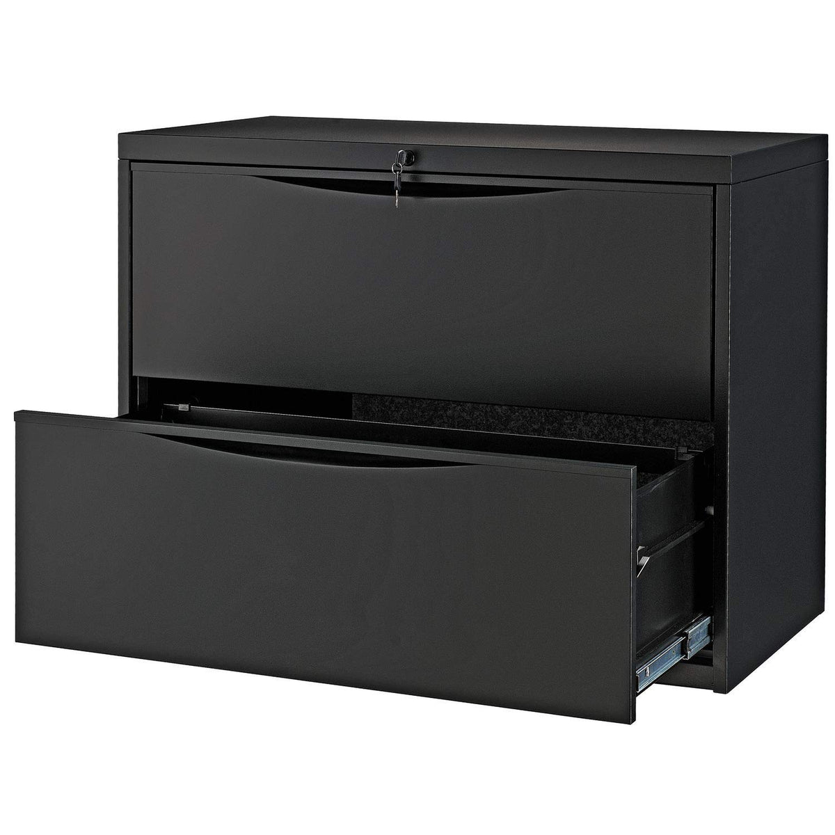 30" W Premium Lateral File Cabinet by Global Industrial – 30 inches (W) x 28 inches (H) x 18 inches (D), Alloy Steel, Black, Model LF-30-2D-BLACK