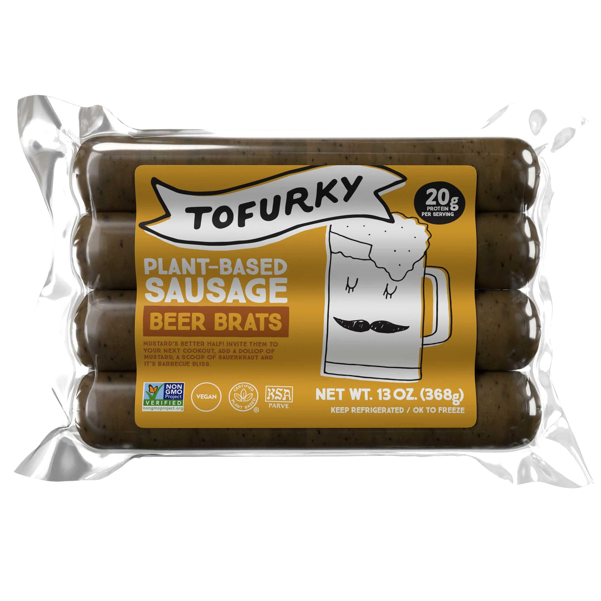 Beer Brats Original Sausage by Tofurky – 14.0 Ounce (Pack of 5), Pack of 5