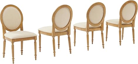 Crosley Furniture Daphne Traditional Oval Cane-Back Dining Room Chairs Set of 4, Upholstered Kitchen Chair, Rustic Brown