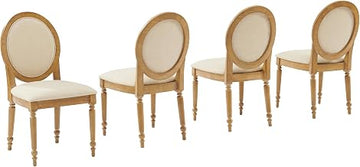 Crosley Furniture Daphne Traditional Oval Cane-Back Dining Room Chairs Set of 4, Upholstered Kitchen Chair, Rustic Brown