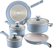Farberware TrueCook Ceramic Plus Induction-Ready, Dishwasher Safe 12-Piece Cookware Set Steel Blue