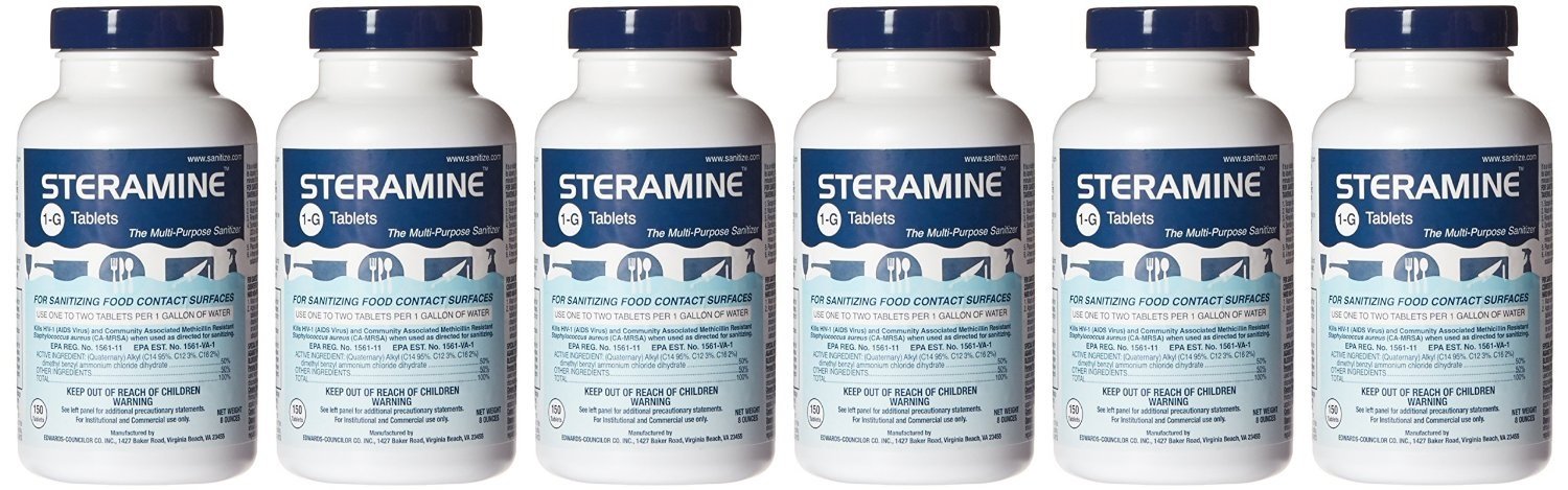 Steramine Quaternary Sanitizing Tablets (6 Pack of 150 Each), Blue