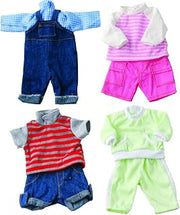 Constructive Playthings GAN-61 Washable Clothing for 12-14 Inch Baby Dolls, Set of 4 Outfits