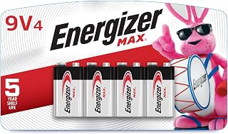 Energizer MAX 9V Batteries (4 Pack), 9 Volt Alkaline Batteries