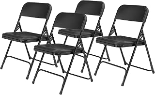 National Public Seating NPS 800 Series Plastic/Poly Premium Light-Weight Folding Chair, Black, 4/Pack (810/4)