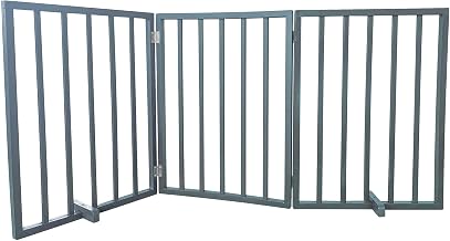 Grey 3 Panel Wood Folding Pet Gate
