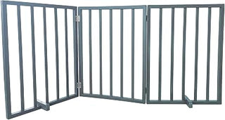 Grey 3 Panel Wood Folding Pet Gate
