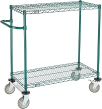 Nexel 2 Shelf Cart, Poly-Green, 36" L x 18" W x 40" H, Polyurethane Rigid Casters