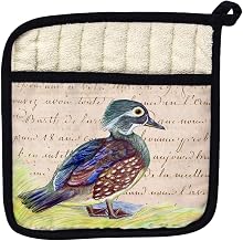 Betsy Drake PT149B Female Wood Duck Beige Script Pot Holder