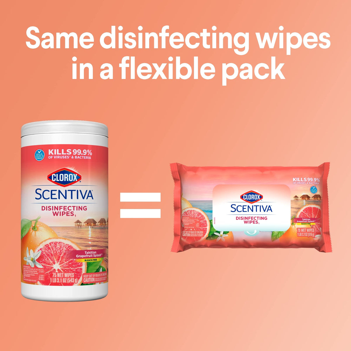 Scentiva Disinfecting Wipes Value Pack by Clorox – 75 Count (Pack of 6)