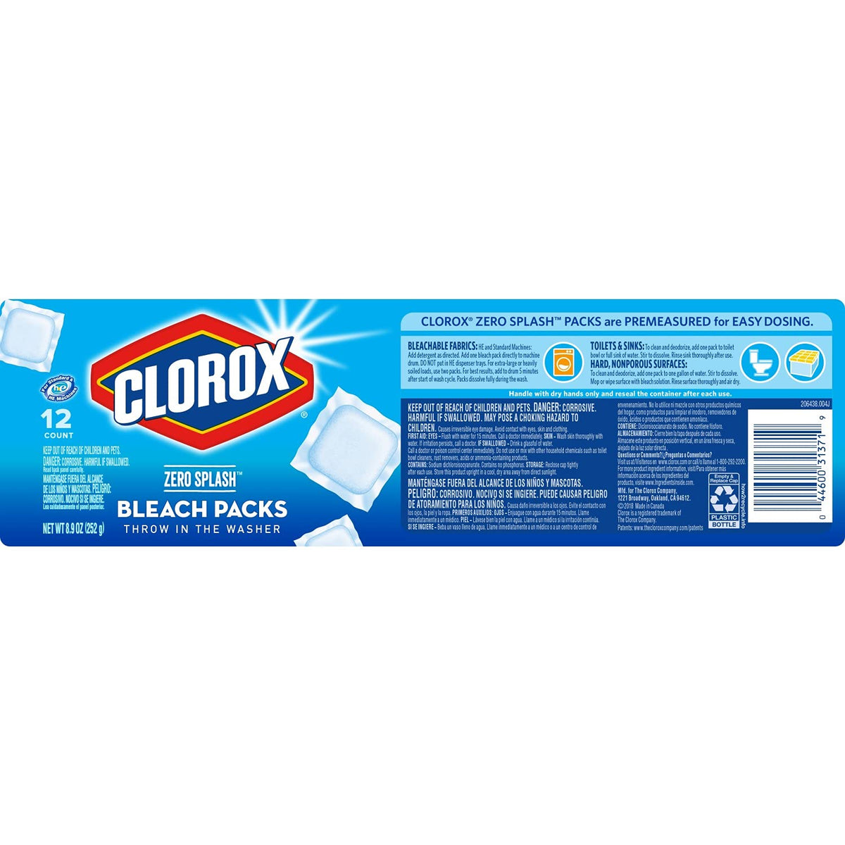Zero Splash Bleach Packs by Clorox – 3 Count (Pack of 4), White, Model 56498456654