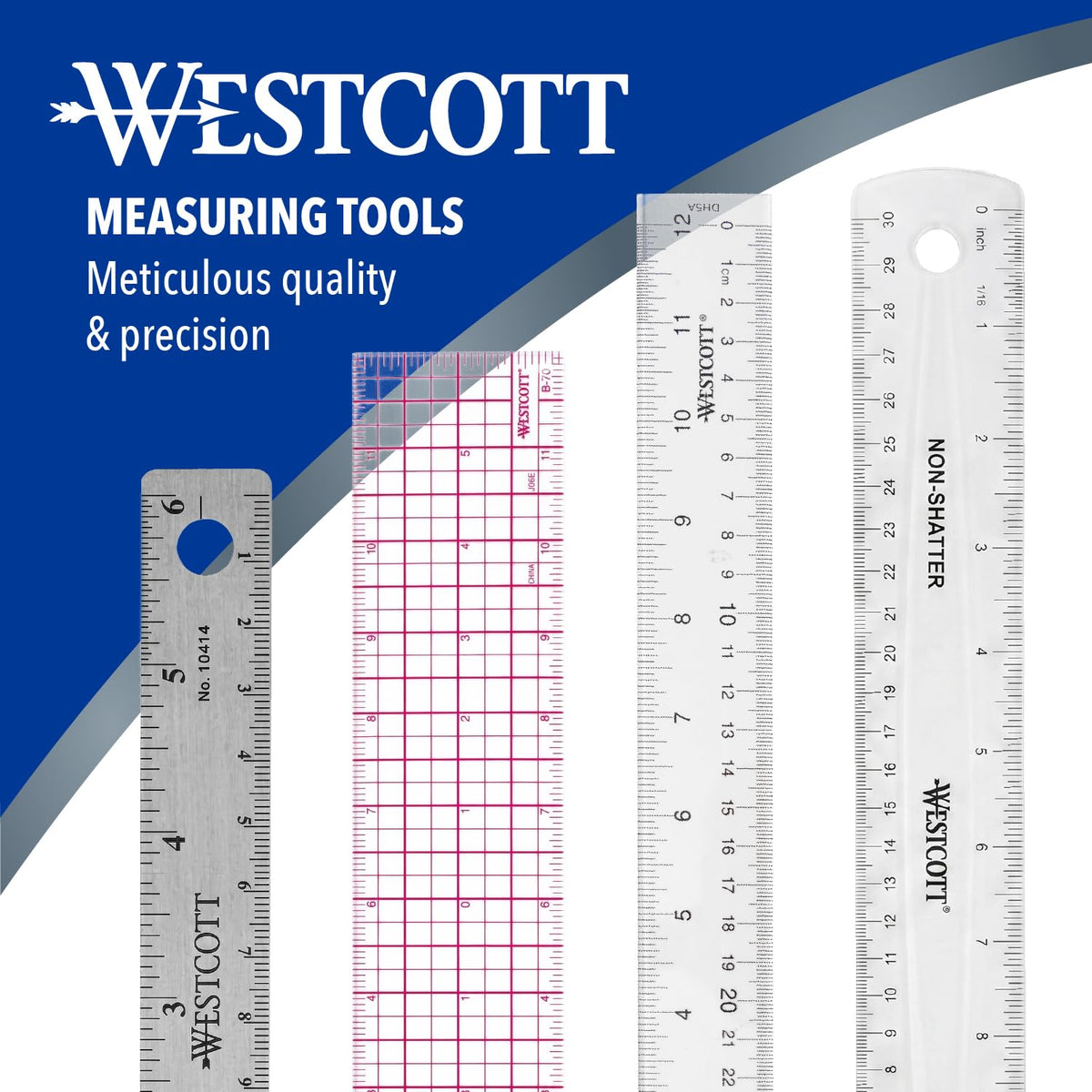 Shatterproof Ruler by Westcott – Plastic, Blue