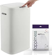 happimess Tammi 14.5 Gal Slim Push Button Trash Can, Cotton White