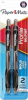Paper Mate Profile Retractable Ballpoint Pens, Bold (1.4mm), Black, 2 Count
