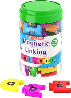 The Learning Journey Magnetic Linking Letters | Set of 40 Colorful ABC Magnets | Lowercase Letters | Fridge Magnets for Toddlers 3+ | Alphabet Letters for Kids Spelling and Learning