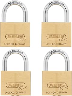 ABUS 4 Pack 75/50 Solid Brass Padlock with 2 Keys for Outdoor, School, Gym | 1 57/64in (50mm) Wide, Keyed Alike