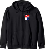 N. AMERICA & ALPHA ALFA INTERNATIONAL DIVER DOWN SCUBA FLAGS Zip Hoodie