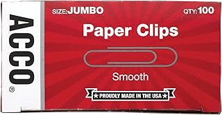 ACCO Brands ACCO Paper Clips, Jumbo, Smooth, 100 Clips/Box, 1 Box (72580)
