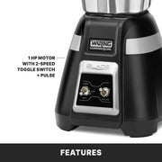 Waring Toggle Switch | Stainless Jar / 48 oz / Black Countertop Blenders