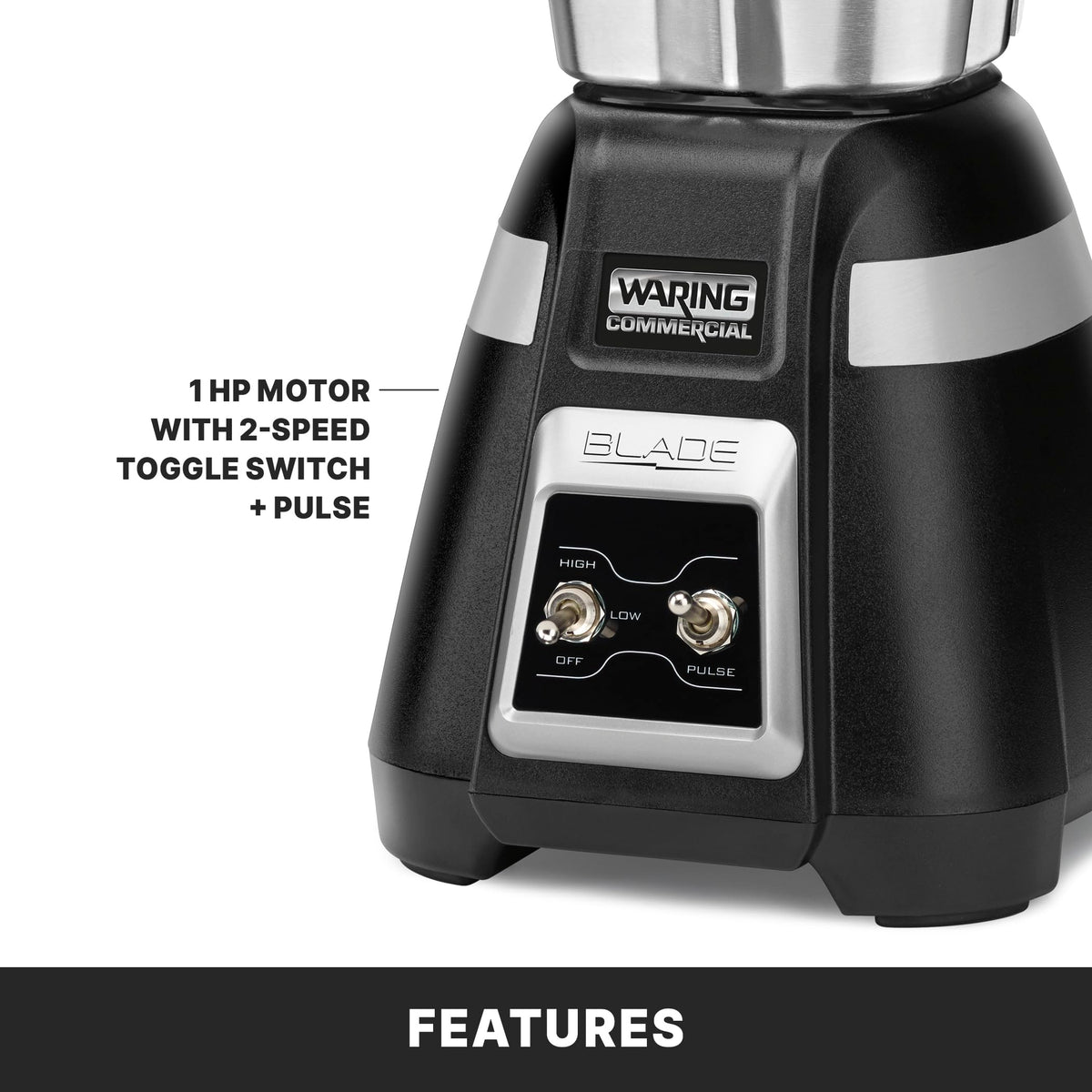 Waring Toggle Switch | Stainless Jar / 48 oz / Black Countertop Blenders