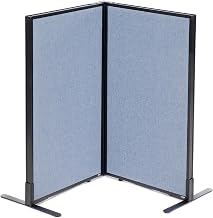 Global Industrial 24-1/4"W x 42" H Freestanding 2-Panel Corner Room Divider, Blue