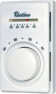 Robertshaw Line Voltage Thermostat, Heat Only, White