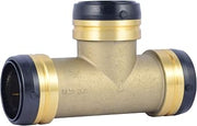 SharkBite 2 Inch Slip Tee, Push to Connect Brass Plumbing Fitting, Copper and CPVC, UXL0354