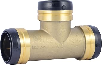 SharkBite 2 Inch Slip Tee, Push to Connect Brass Plumbing Fitting, Copper and CPVC, UXL0354