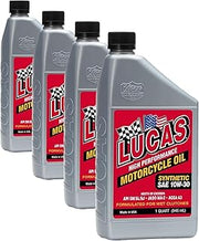 Lucas Oil 10708 High Performance Synthetic Motorcycle Oil SAE 10W-30-1 Quart (Pack of 4)