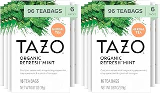 TAZO Refresh Mint Herbal Tea Bags with Peppermint and Spearmint, Caffeine Free, 96 Tea Bags (Pack of 2)