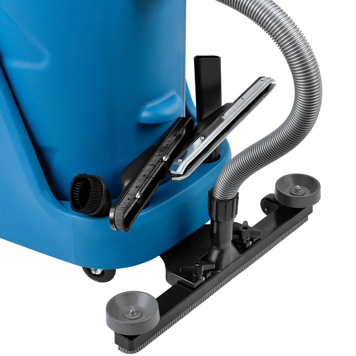 Wet Dry Squeegee Vacuum with On-board Tool Storage by Global Industrial – 23.6"W x 41.3"H, 18.0 gallons, Plastic, Blue, Model 641415