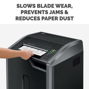 AutoMax 100MA Micro-Cut Shredder Bundle with Lubricant Sheets by Fellowes – 4.5 gallons, Black