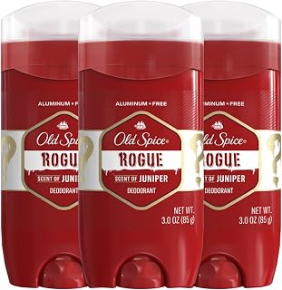 Old Spice Aluminum Free Deodorant for Men, 24/7 Odor Protection, 24/7 Freshness & Lasting Scent, Goes on Clear, Rogue with Juniper Scent, 3.0 oz (Pack of 3)