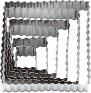 PADERNO World Cuisine Square Fluted Dough Cutters, 6-Piece Set