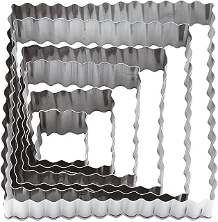 PADERNO World Cuisine Square Fluted Dough Cutters, 6-Piece Set